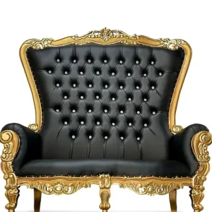 Gold/Black 72" Double Throne Chair