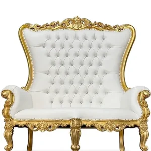 Gold/White 72" Double Throne Chair