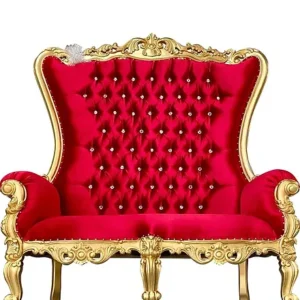 Gold/Red 72" Double Throne Chair