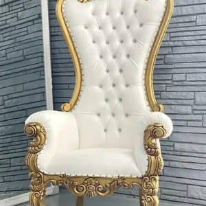 Gold/White 72" Throne Chair