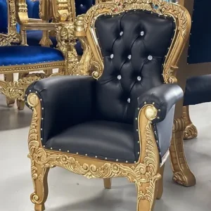 Gold/Black 36" Kids Throne Chair