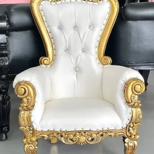 Gold/White 36" Kids Throne Chair