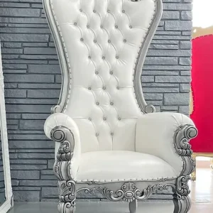 Silver/White 72" Throne Chair