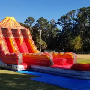 19 FT Volcano DOUBLE Slide w/ Slip N Slide Lanes (19' H x 42' L x 20' W)