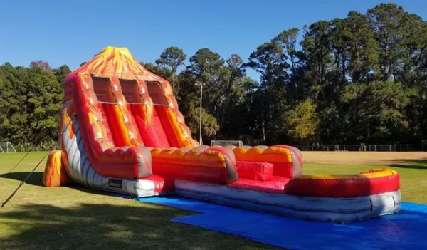 19 FT Volcano DOUBLE Slide w/ Slip N Slide Lanes (19' H x 42' L x 20' W)