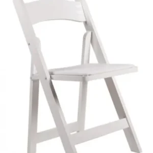 White Resin Chair w/ White Padded Seats